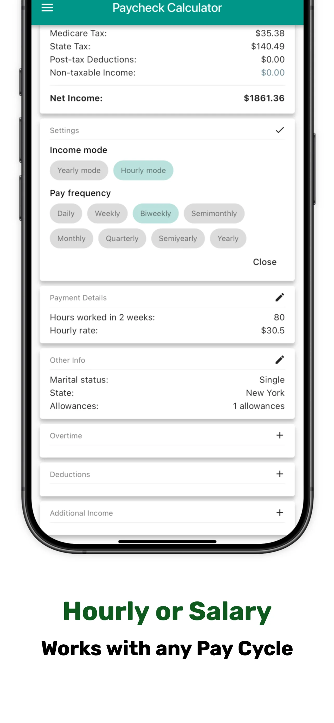 Deductions manager showing pre-tax and post-tax deduction options