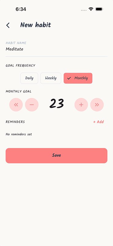 Create new habit screen